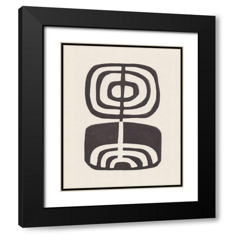 Modern Plant / Lino Print Black Modern Wood Framed Art Print with Double Matting by Galitsyna, Alisa