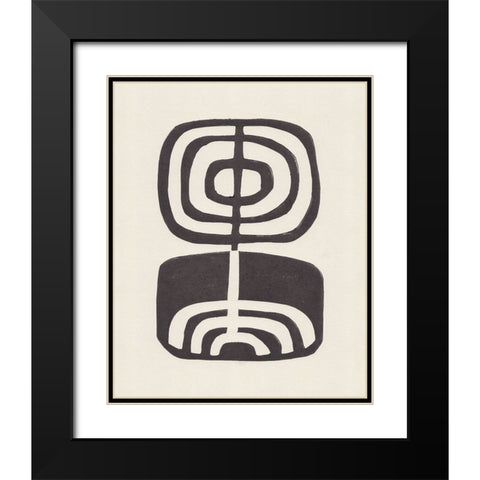 Modern Plant / Lino Print Black Modern Wood Framed Art Print with Double Matting by Galitsyna, Alisa