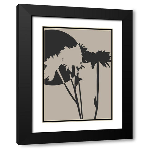 Abstract Flower 01 Black Modern Wood Framed Art Print with Double Matting by Unsoy, Eda