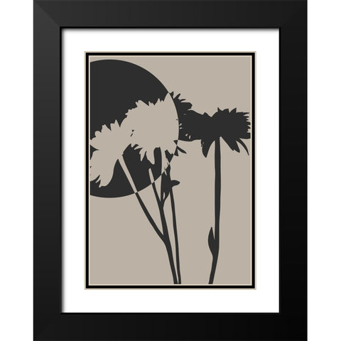 Abstract Flower 01 Black Modern Wood Framed Art Print with Double Matting by Unsoy, Eda