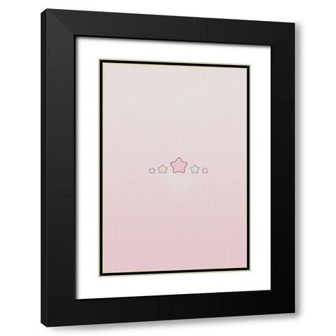 Pink Star Black Modern Wood Framed Art Print with Double Matting by Thai, Xuan