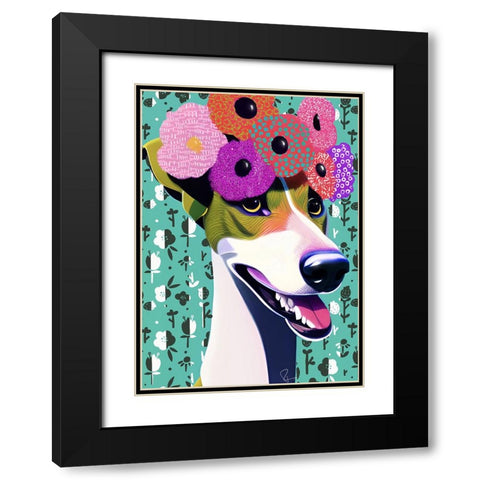 Gorgeous Greyhound Black Modern Wood Framed Art Print with Double Matting by Day, Ruth