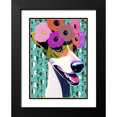 Gorgeous Greyhound Black Modern Wood Framed Art Print with Double Matting by Day, Ruth