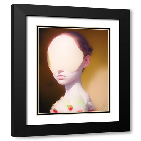 Girl in a Strawberry Dress Black Modern Wood Framed Art Print with Double Matting by Day, Ruth