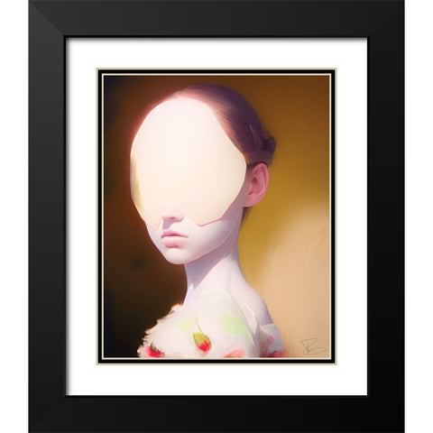 Girl in a Strawberry Dress Black Modern Wood Framed Art Print with Double Matting by Day, Ruth