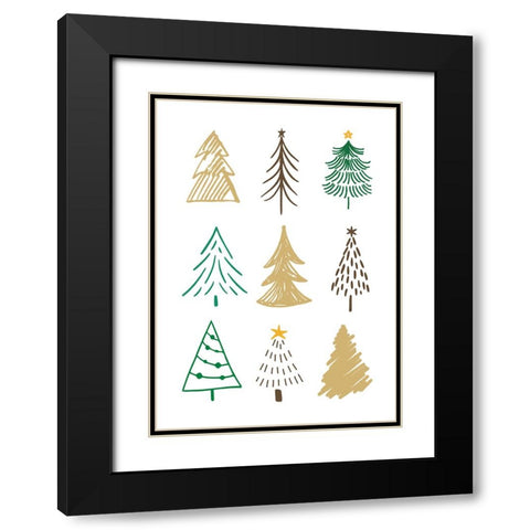 Christmas Trees 1 Black Modern Wood Framed Art Print with Double Matting by N., Kristina