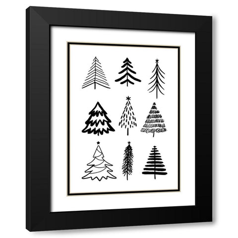 Christmas Trees 3 Black Modern Wood Framed Art Print with Double Matting by N., Kristina