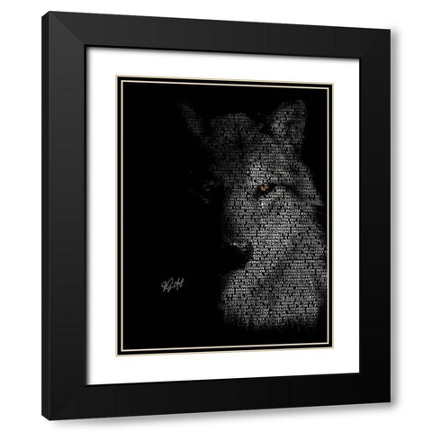 Wolf Black Modern Wood Framed Art Print with Double Matting by Oladapo, Ojenike