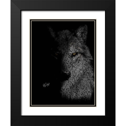 Wolf Black Modern Wood Framed Art Print with Double Matting by Oladapo, Ojenike