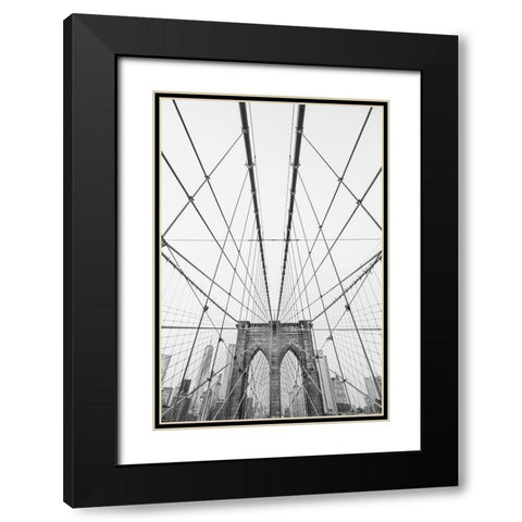 Brooklyn Bridge Black Modern Wood Framed Art Print with Double Matting by Pienaar, Kathrin
