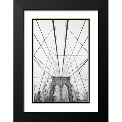 Brooklyn Bridge Black Modern Wood Framed Art Print with Double Matting by Pienaar, Kathrin