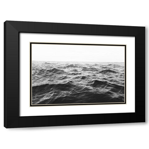 Wavy Horizon BW Black Modern Wood Framed Art Print with Double Matting by Pienaar, Kathrin