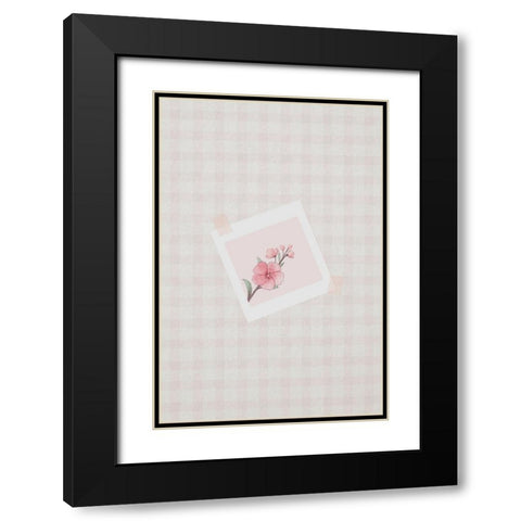 Pink Cherry Blossom Black Modern Wood Framed Art Print with Double Matting by Thai, Xuan