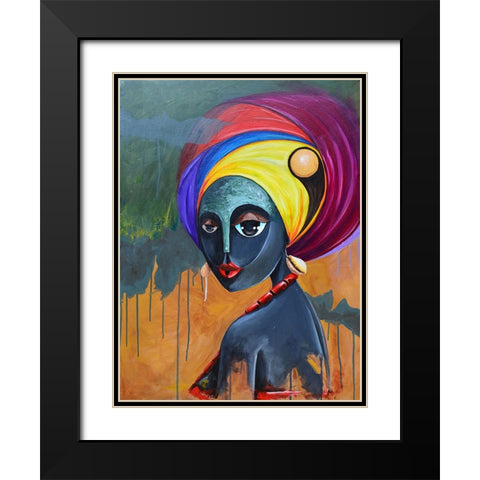 Queen 2 (Gele Series) Black Modern Wood Framed Art Print with Double Matting by Debas, Adetoro
