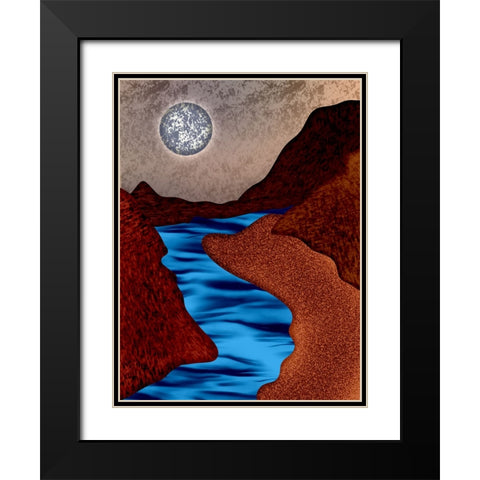 Full Moon Black Modern Wood Framed Art Print with Double Matting by Joseph, Abdona