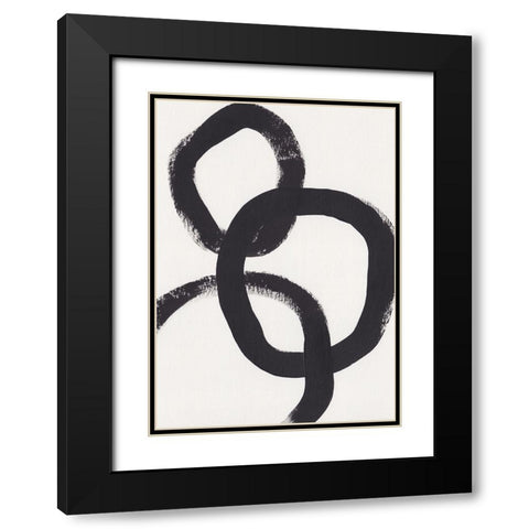 Acrylic Circles Black Modern Wood Framed Art Print with Double Matting by Galitsyna, Alisa