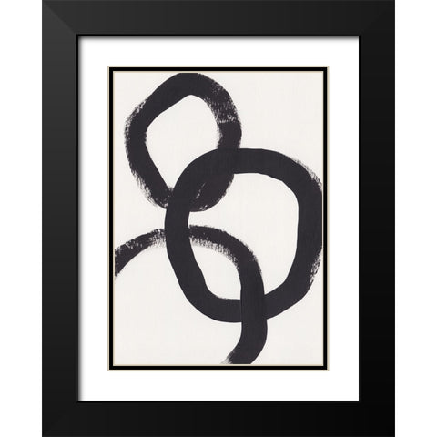 Acrylic Circles Black Modern Wood Framed Art Print with Double Matting by Galitsyna, Alisa