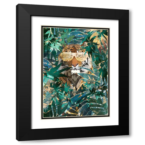 RaB Tiger in the jungle Black Modern Wood Framed Art Print with Double Matting by Manovski, Sarah