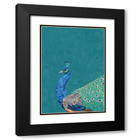 Turquoise peacock Black Modern Wood Framed Art Print with Double Matting by Manovski, Sarah