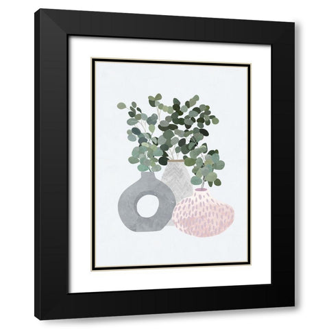 Scandi Japandi Plants Black Modern Wood Framed Art Print with Double Matting by Manovski, Sarah