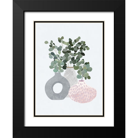 Scandi Japandi Plants Black Modern Wood Framed Art Print with Double Matting by Manovski, Sarah