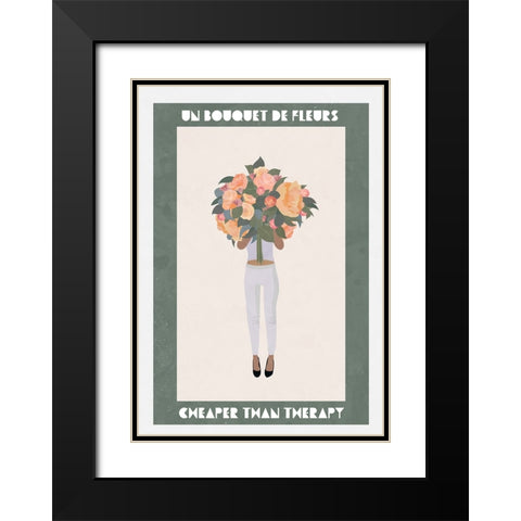 Flowers girl therapy Black Modern Wood Framed Art Print with Double Matting by Manovski, Sarah