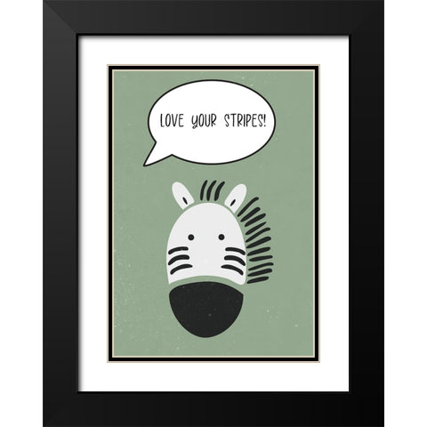 Zebra nursery print Black Modern Wood Framed Art Print with Double Matting by Manovski, Sarah