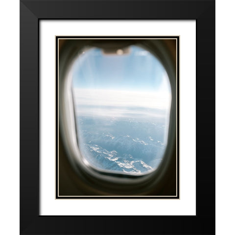 Plane Window View || Black Modern Wood Framed Art Print with Double Matting by Zwart, Raisa
