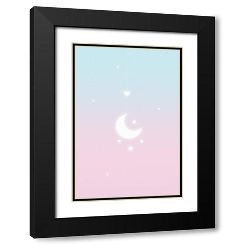 Pink Moon Black Modern Wood Framed Art Print with Double Matting by Thai, Xuan
