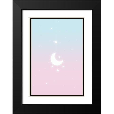 Pink Moon Black Modern Wood Framed Art Print with Double Matting by Thai, Xuan