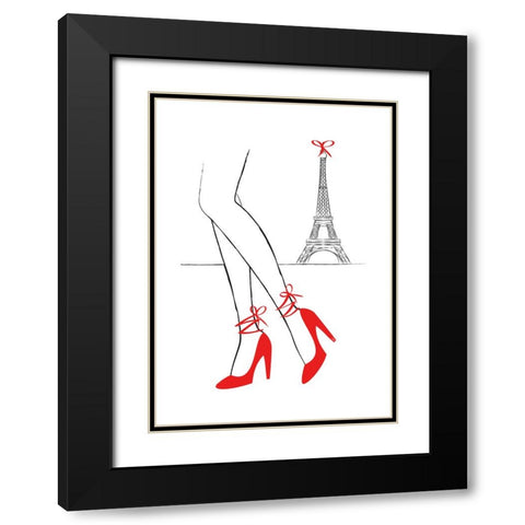 Walk in Paris Black Modern Wood Framed Art Print with Double Matting by Martina