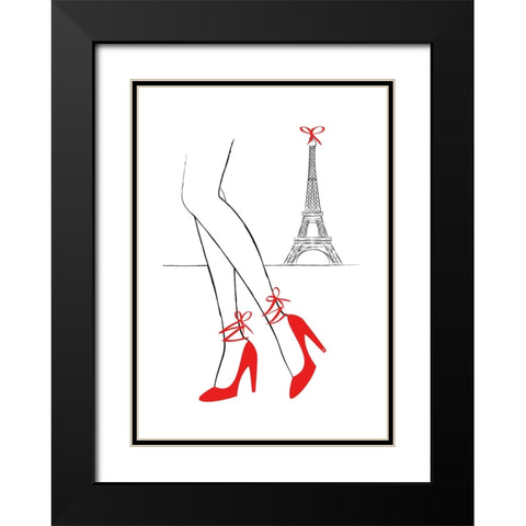 Walk in Paris Black Modern Wood Framed Art Print with Double Matting by Martina