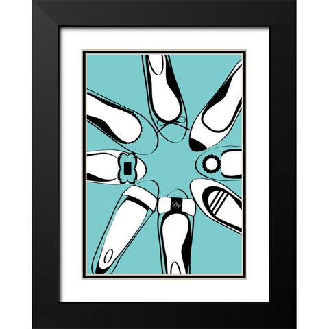 Blue Ballerinas Black Modern Wood Framed Art Print with Double Matting by Martina
