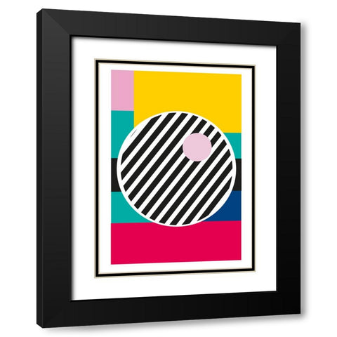 LINE Black Modern Wood Framed Art Print with Double Matting by Ortiz, Sergio