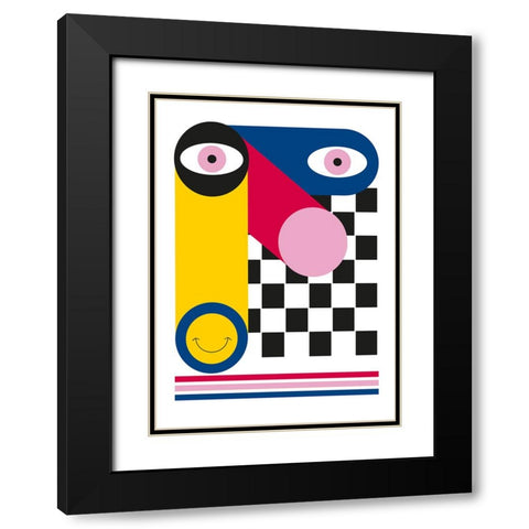 Abstract Face Black Modern Wood Framed Art Print with Double Matting by Ortiz, Sergio