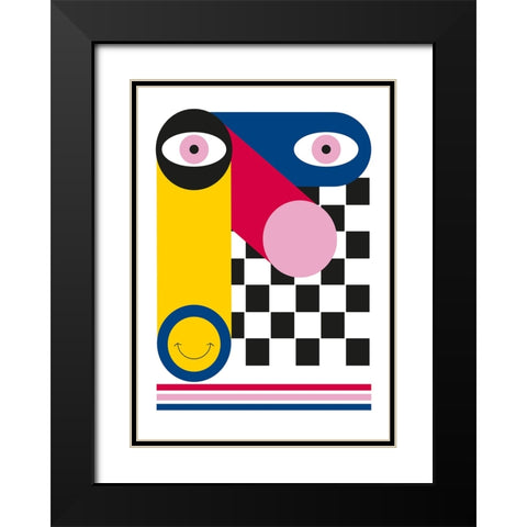 Abstract Face Black Modern Wood Framed Art Print with Double Matting by Ortiz, Sergio