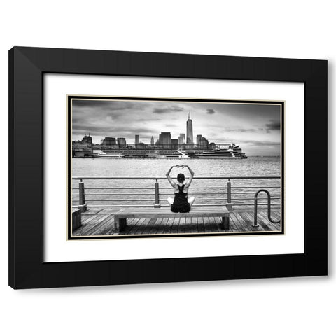 Momentum Black Modern Wood Framed Art Print with Double Matting by Guyot, Michel