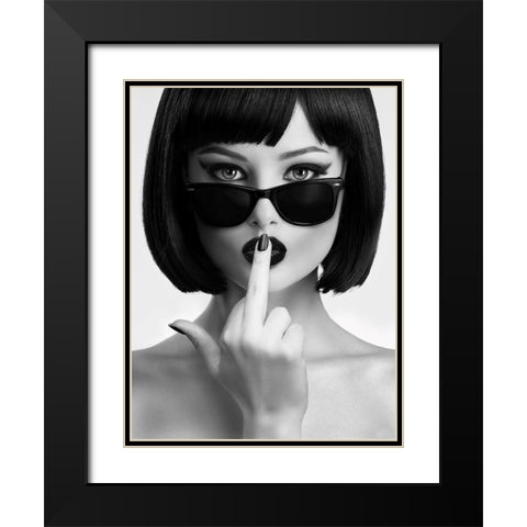 Kiss This Black Modern Wood Framed Art Print with Double Matting by Drake, David