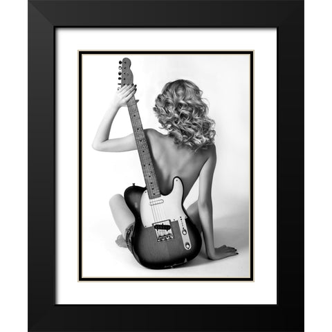 Telecaster Blondie Black Modern Wood Framed Art Print with Double Matting by Drake, David