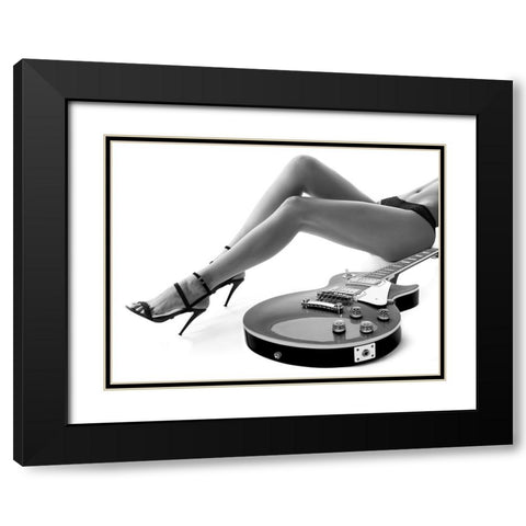Leggy Les Paul Black Modern Wood Framed Art Print with Double Matting by Drake, David