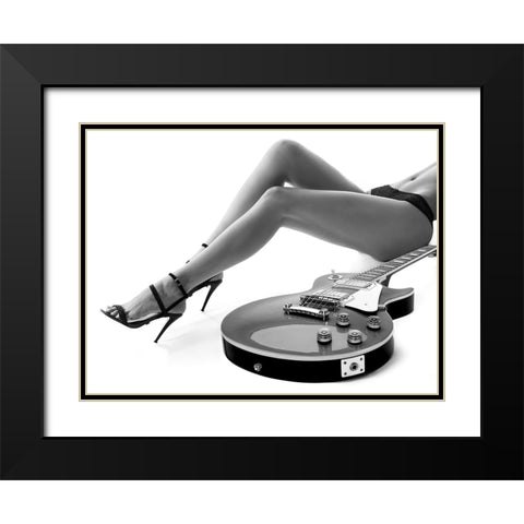 Leggy Les Paul Black Modern Wood Framed Art Print with Double Matting by Drake, David