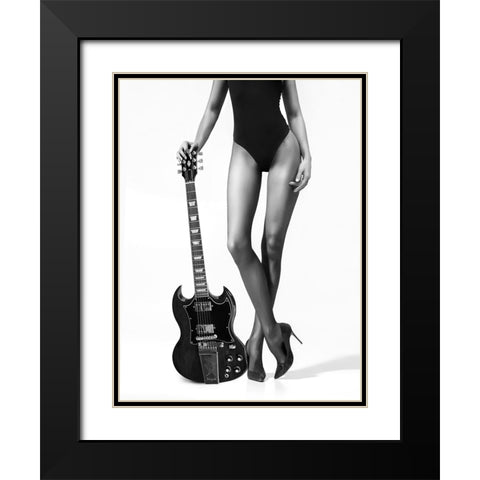 Lady And The Gibson Black Modern Wood Framed Art Print with Double Matting by Drake, David