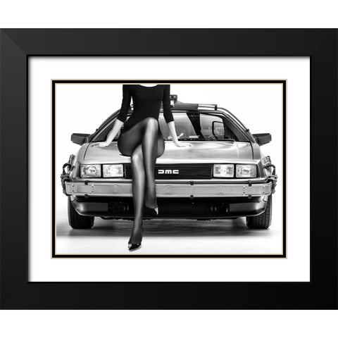 The Future Is Female Black Modern Wood Framed Art Print with Double Matting by Drake, David