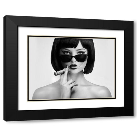 Smoke This Black Modern Wood Framed Art Print with Double Matting by Drake, David