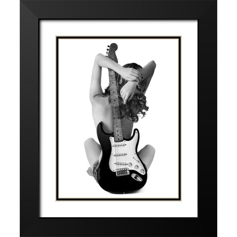 Lady And The Strat Black Modern Wood Framed Art Print with Double Matting by Drake, David