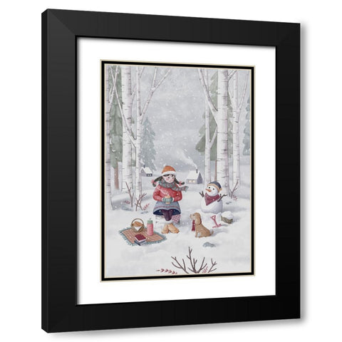 Winter Girl Black Modern Wood Framed Art Print with Double Matting by Thai, Xuan