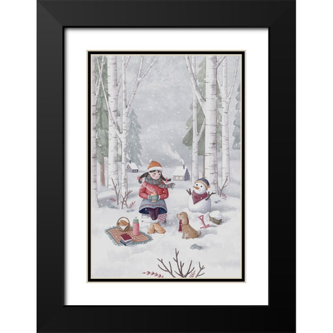 Winter Girl Black Modern Wood Framed Art Print with Double Matting by Thai, Xuan
