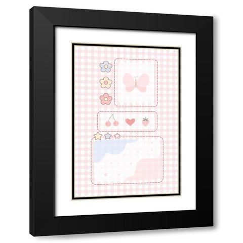 Pink Aesthetic Black Modern Wood Framed Art Print with Double Matting by Thai, Xuan