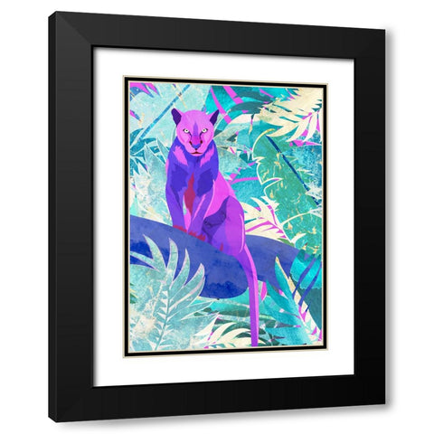 Pink Panther in the neon jungle Black Modern Wood Framed Art Print with Double Matting by Manovski, Sarah