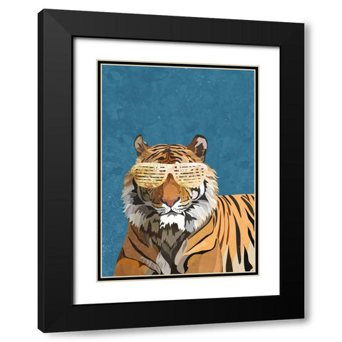 Hip Hop Tiger Black Modern Wood Framed Art Print with Double Matting by Manovski, Sarah